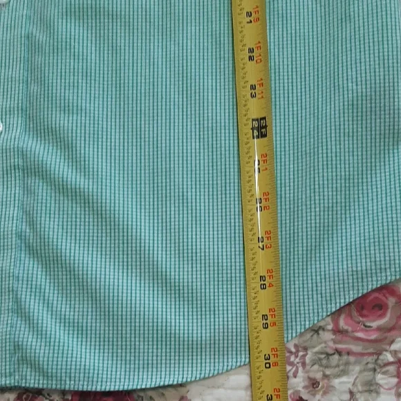 Croft & Barrow Men's 16 32 / 33 Long Sleeve Button Down Mint Green And White - Picture 4 of 10
